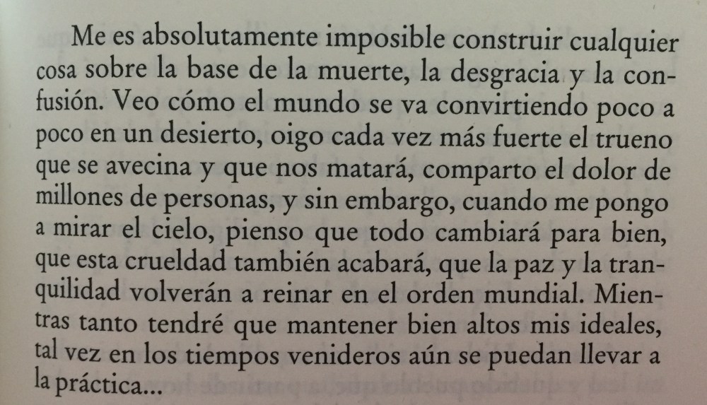 Fragmento del libro El diario de Ana Frank