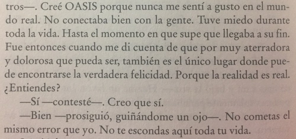 Fragmento del libro Ready player one de Ernest Cline
